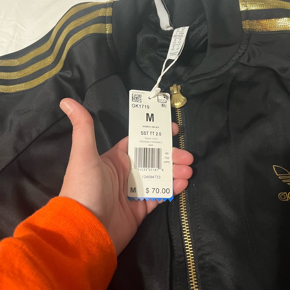Adidas Black Jacket with Gold Stripes